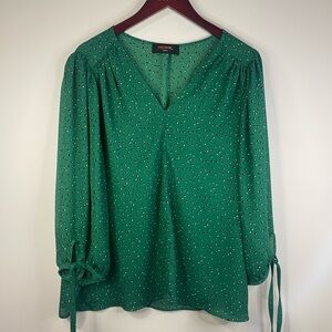 Renee C. Elegant Green Blouse with Tie‎ Details
